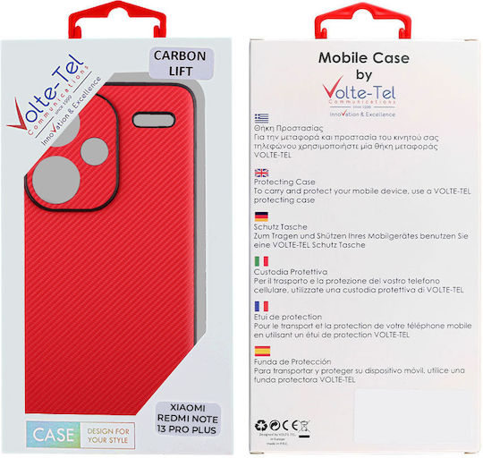 Volte-Tel Carbon Lift Back Cover Silicone Red (Redmi Note 13 Pro+)