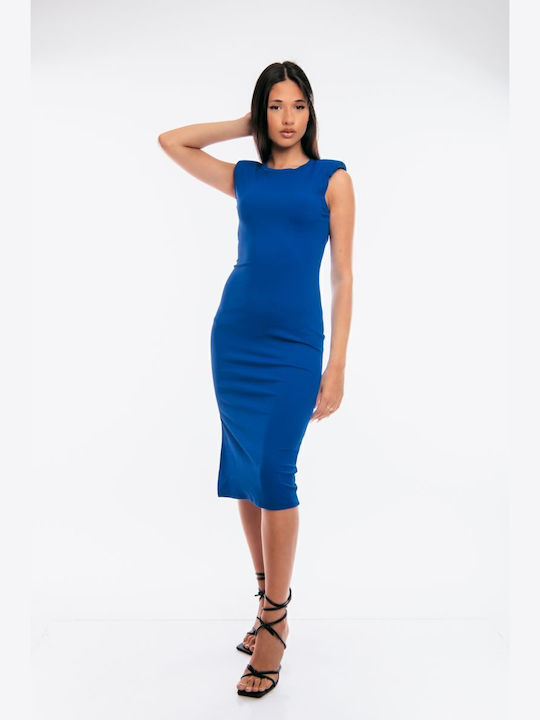 Sommer Midi Damenkleid Blau