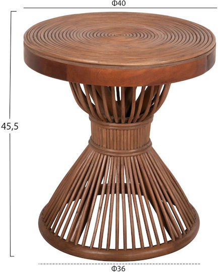 Masă Laterală Rotundă Circe Din Bambus Maro M40xL40xÎ45.5cm