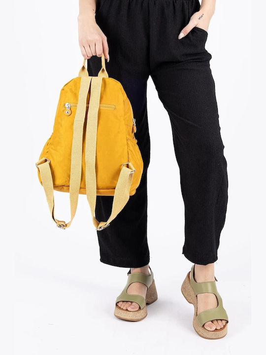 Mega Bag Fabric Backpack with Zipper Yellow