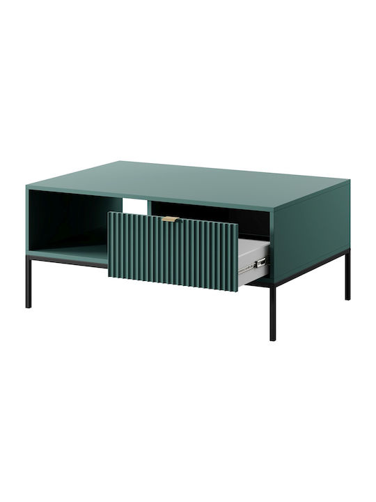 Rectangular Central Coffee Table Nova Wooden with Drawers Green and Black M104xP68xH46cm