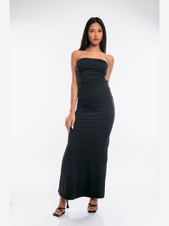 Summer Evening Strapless Black Dress