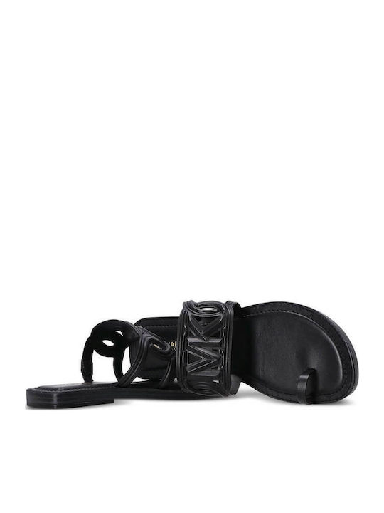 Alma Flat Leather Women's Flat Sandals in Black Color