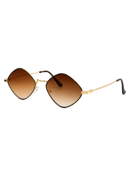 Awear Ambar Women's Sunglasses with Gold Metal Frame and Brown Gradient Lens