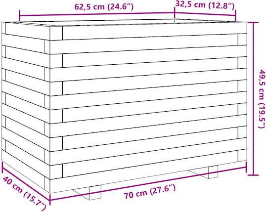 vidaXL Planter Box Wooden White 70x40x49.5cm.