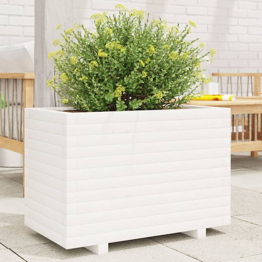 vidaXL Planter Box Wooden White 70x40x49.5cm.
