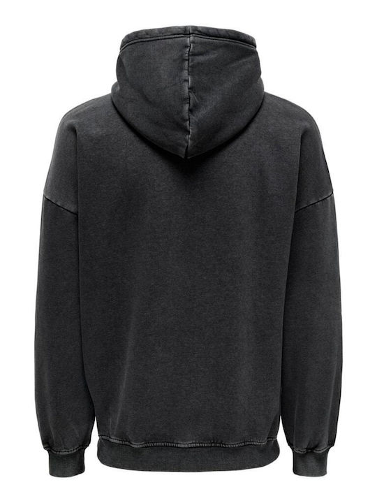 Only & Sons Hanorace Metallica Gri Bumbac Cărbune