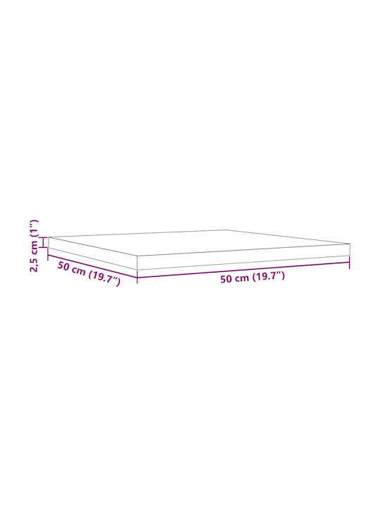 vidaXL Square Table Surface made of Solid Wood Brown 50x50x2.5cm 847424 1pcs