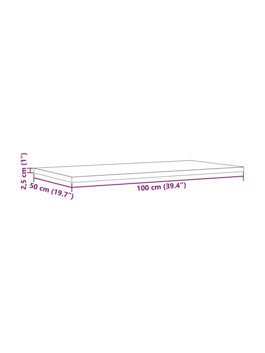 vidaXL Rectangular Table Surface made of Solid Wood Pine 100x50x2.5cm 847431 1pcs