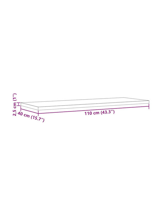 vidaXL Dreptunghiulară Suprafața mesei din Lemn Masiv Maro 110x40x2.5cm 847432 1buc
