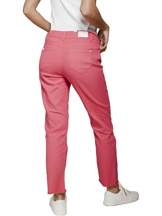 C'est Beau La Vie Hoch tailliert Damenjeanshose in Gerader Linie Fuchsia