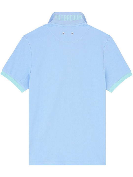 Polo Herrenbluse Kurzarm Hellblau