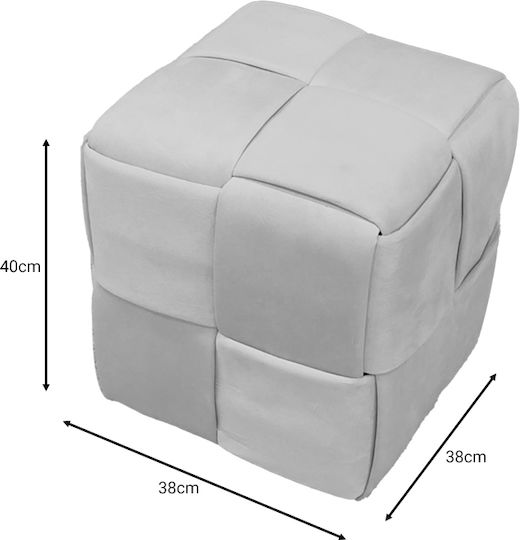 Stool For Living Room Upholstered with Velvet Jisko Beige 38x38x40cm