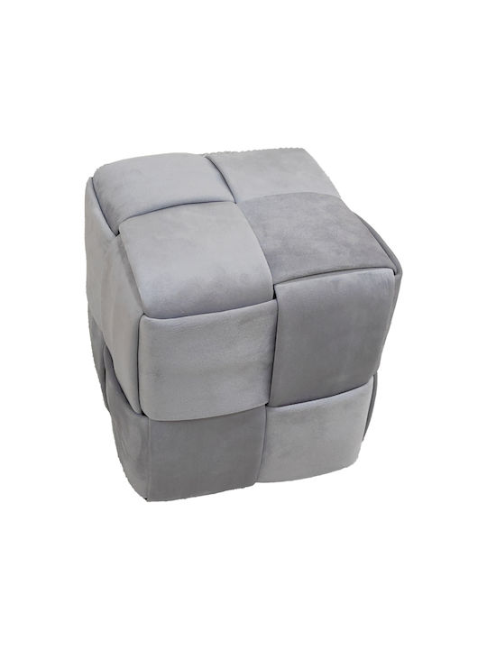 Stool For Living Room Upholstered with Velvet Jisko Gray 38x38x40cm