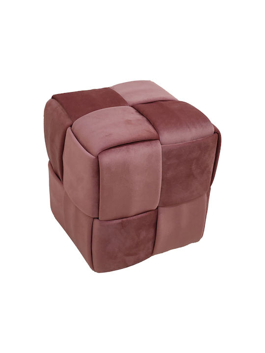 Stool For Living Room Upholstered with Velvet Jisko Pink 38x38x40cm