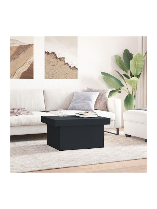 Rectangular Coffee Table Wooden Black Velvet-Black Metal L80xW55xH40cm.