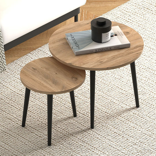 Rund Couchtisch Roma Holz Color Oak 2Stück B60xT60xH46cm