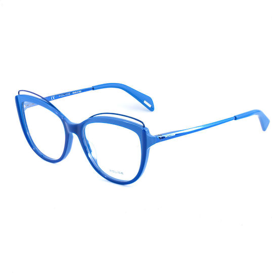 Police Plastic Eyeglass Frame Butterfly Blue VPL931M 07B1