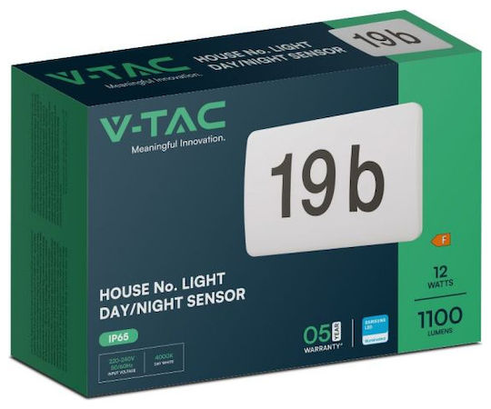 V-TAC Wall-Mounted Outdoor Light LED IP65 12W with Natural White Light