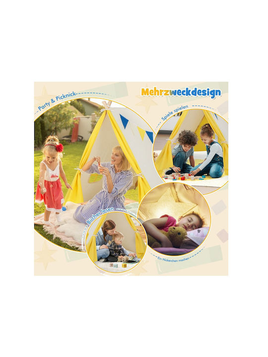 Costway Kids Indian Teepee Play Tent Beige