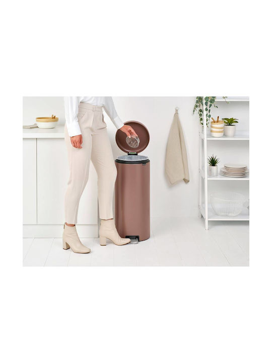 Brabantia Newicon Coș de Gunoi Metal cu Pedală Maro 30lt 1buc