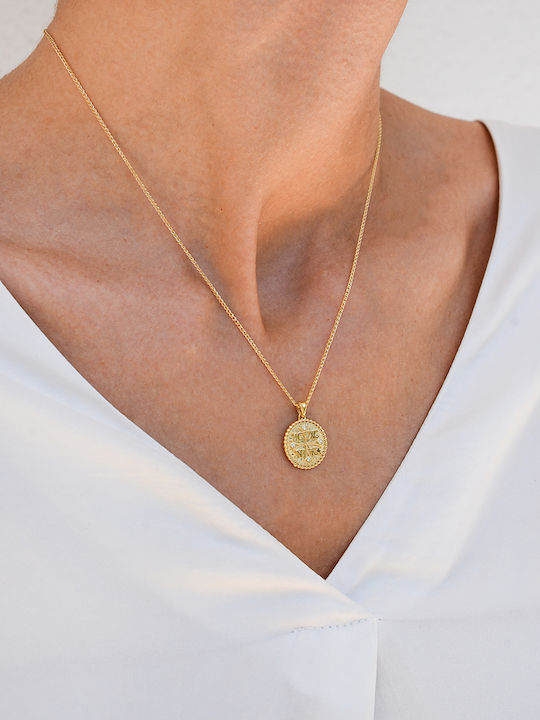 Charm Sf. Constantin și Elena cu Pietre, Aur 14k, Față-Verso