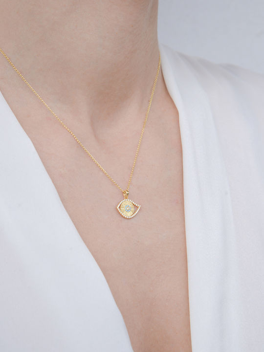 Amulet de Aur Constantin 14k cu Ochi Rău pe Ambele Părți