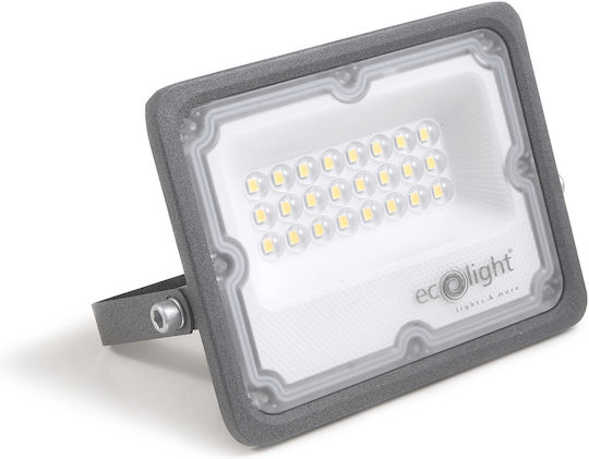 Eco Light Στεγανός Προβολέας LED 20W Ψυχρό Λευκό 6500K με Αισθητήρα Κίνησης IP65