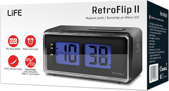 Life Retroflip Ii Επιτραπέζιο Ψηφιακό Ρολόι LED με Ξυπνητήρι Μπλε 221-0408