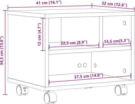 Βάση Εκτυπωτή με Ρόδες Λευκή 41x32x34,5 εκ. (840611)