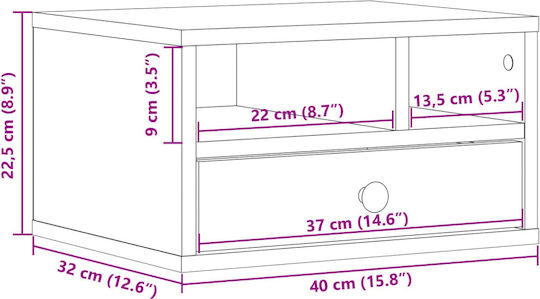 Printer Table Stand Smoked Oak 40x32x22.5 cm Treated Wood