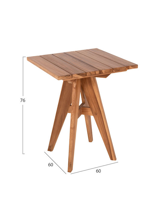 Garten- und Terrassentisch für Kleine Außenbereiche aus Teak Massivholz 60x60x75cm Freebox