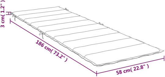 vidaXL Μαξιλάρι Ξαπλώστρας με Πλάτη Κόκκινο 58x186εκ.