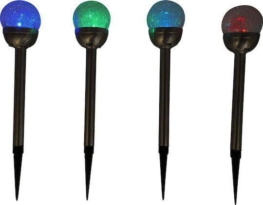 Uncle George Set 4 Eingesteckte Solarleuchten Kugeln RGB mit Fotokontakt