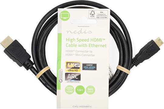Nedis HDMI 1.4 Hochgeschwindigkeits 1080p 120Hz Kabel HDMI-Stecker - Mini-HDMI-Stecker 1,5m Schwarz