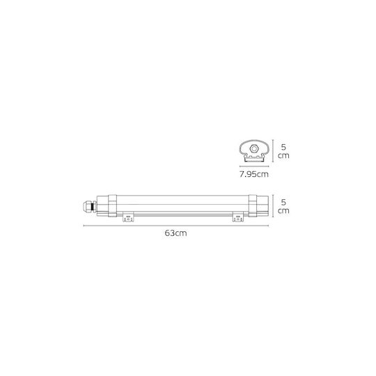 VK Lighting Lighting Batten Outdoor with Integrated LED 18W 63cm