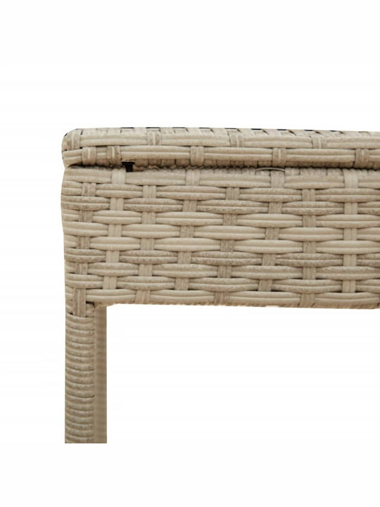 Deckchair Rattan with Cushion & Sunshade Gray with Table 200x55cm.