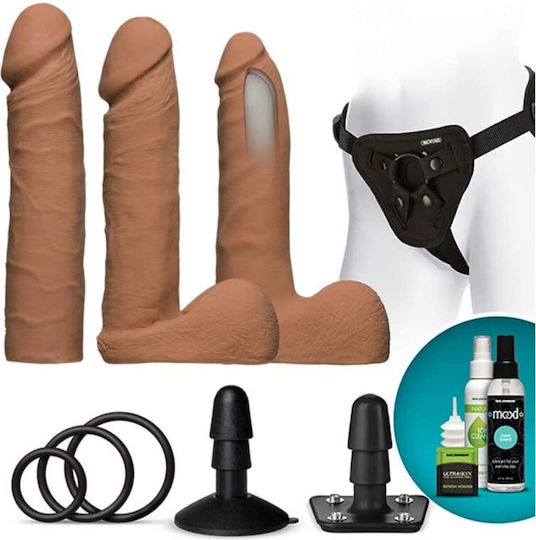 Doc Johnson Vaculock Harness με Διπλό Dildo σε Ροζ Χρώμα