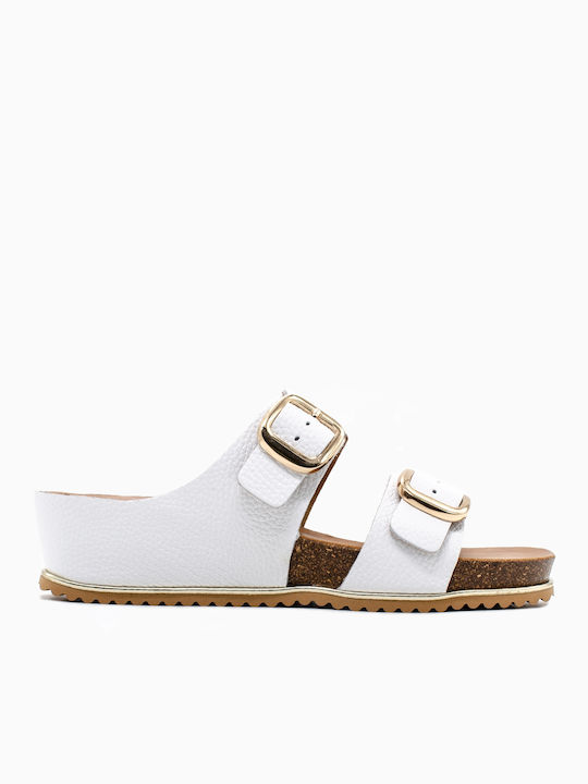 Take Me Leather Women's Flat Sandals Anatomic in White Color