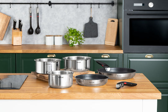 Tefal Ingenio Emotion Cookware Set Made of Stainless Steel Silver with Non-Stick Coating 8 Pieces