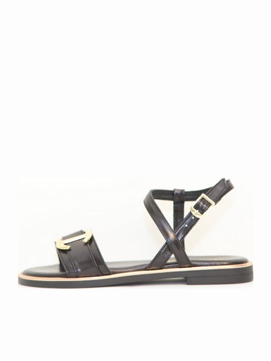 Sandale casual damă din piele negru 24260-Negru