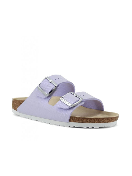 Birkenstock Arizona Birko-flor Damen Flache Sandalen Anatomisch in Lila Farbe Schmal Passform