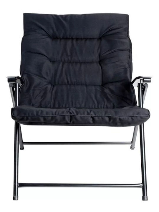 Outdoor Armchair Metallic Rona Black with Cushion 68x74x93cm