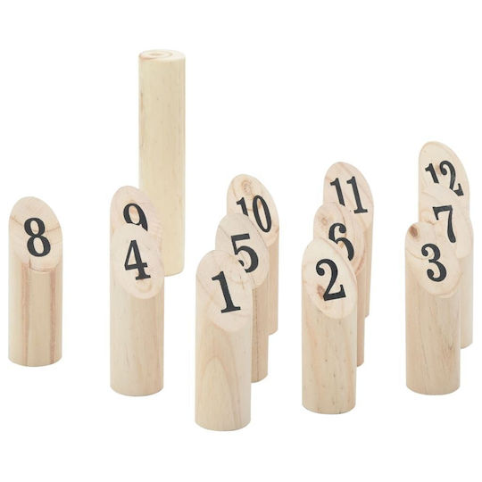 Set de joc Kubb cu 13 piese și husă de transport din lemn de pin solid