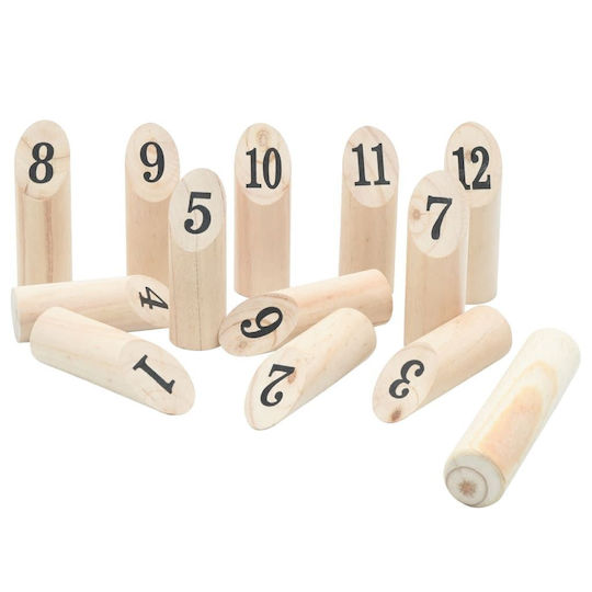 Set de joc Kubb cu 13 piese și husă de transport din lemn de pin solid