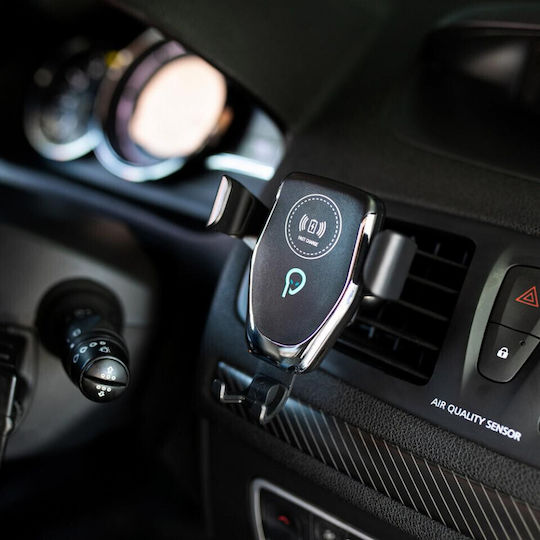 Spacer Suport Auto Pentru Telefon Mobil Cu Cârlige Reglabile Și Încărcare Wireless 10W Neagră