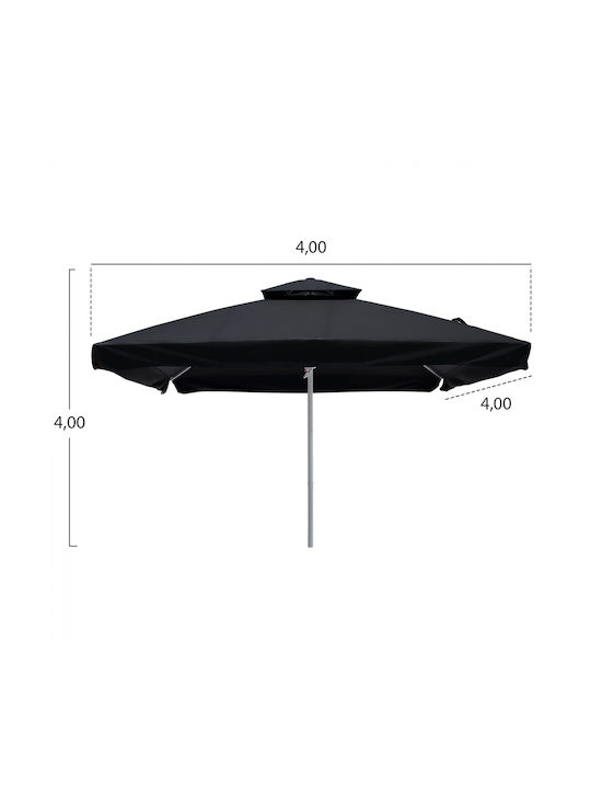 Professioneller Rundschreiben Aluminium Garten- und Terrassen-Sonnenschirm Schwarz F3.9xY2.95m