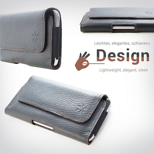 Honju Horizon Leather Belt Case with Magnetic Closure Universal for Samsung Galaxy S7 S8 S9 S10 S21 S22 S23 S24 Xcover Black Hhsamsung