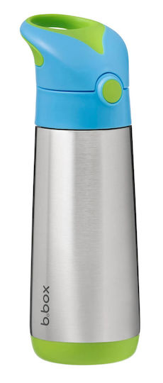 B.Box Bottle Thermos Stainless Steel 500ml Blue-green with Straw