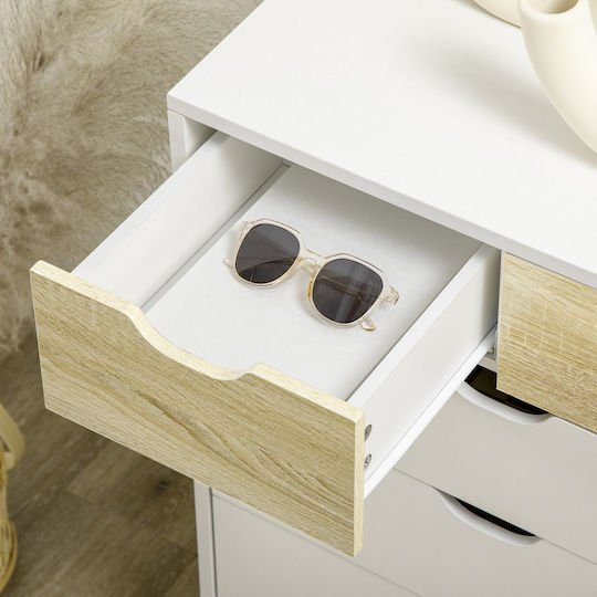 Wooden Chest of Drawers with 5 Drawers White 60x40x77.5cm
